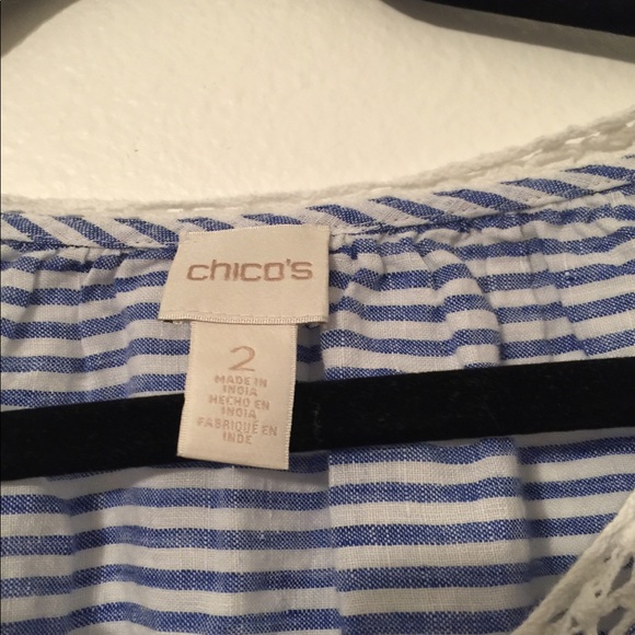 CHICO’s women’s linen striped top size 2 - Picture 6 of 7